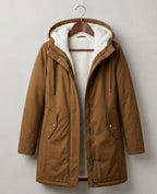 Parka larga impermeable de mujer con capucha