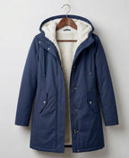 Parka larga impermeable de mujer con capucha