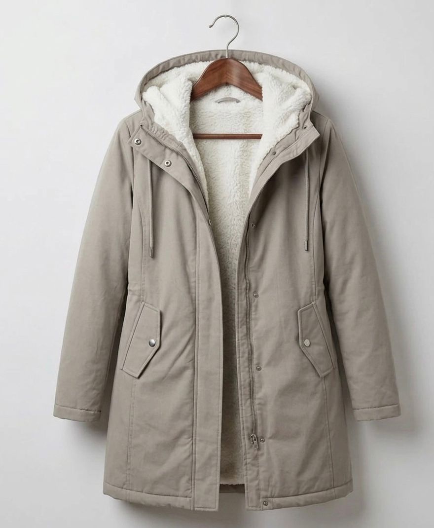 Lang vandtæt parka til damer med hætte