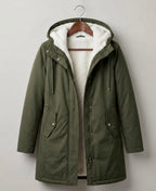 Parka larga impermeable de mujer con capucha