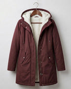 Parka larga impermeable de mujer con capucha