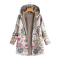 Veste femme à capuche, motif fleuri, zippée