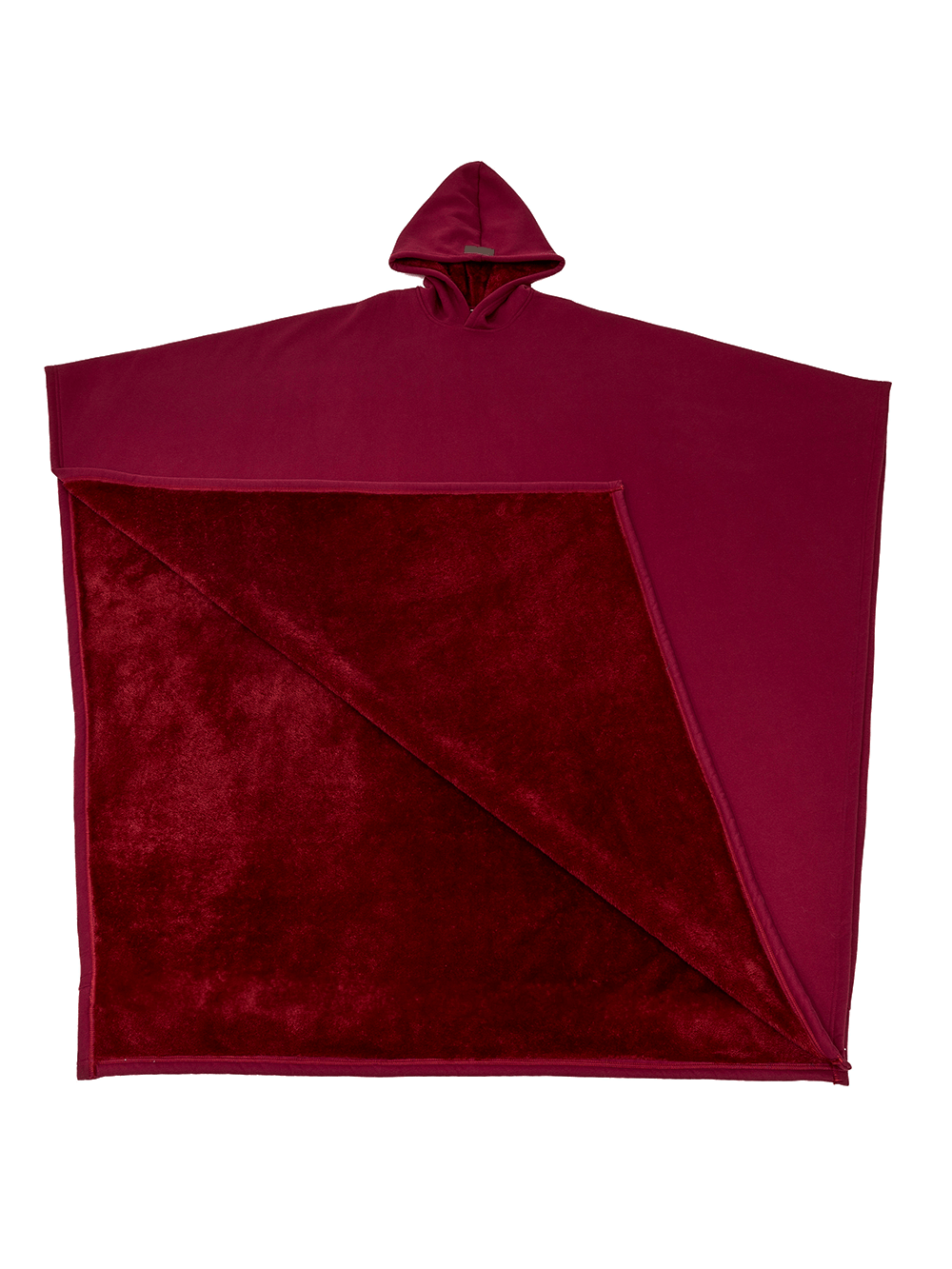 Poncho unisex con cappuccio, taglio ampio, fodera
