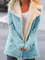 Veste d'hiver femme à finition duveteuse, coupe droite