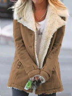 Veste d'hiver femme à finition duveteuse, coupe droite