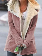 Veste d'hiver femme à finition duveteuse, coupe droite
