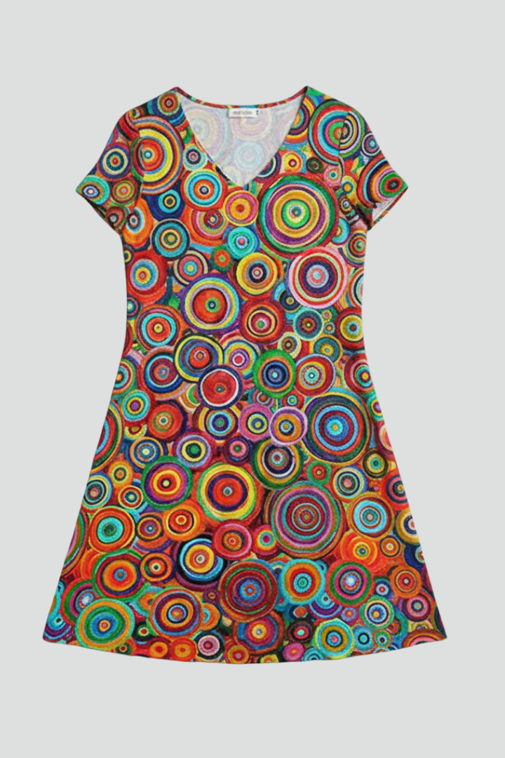 Robe midi femme col V manches courtes