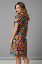 Robe midi femme col V manches courtes