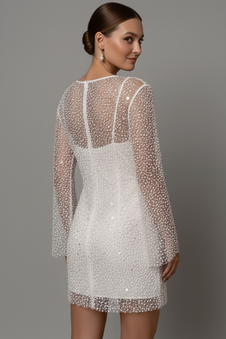 Damska Sukienka Mini z Siatkową Warstwą i Bezrękawnikową Podszewką