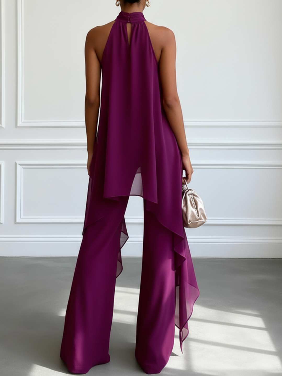 Damski Komplet z Dekoltem Halter — Elegancki, Dwuczęściowy, Letni