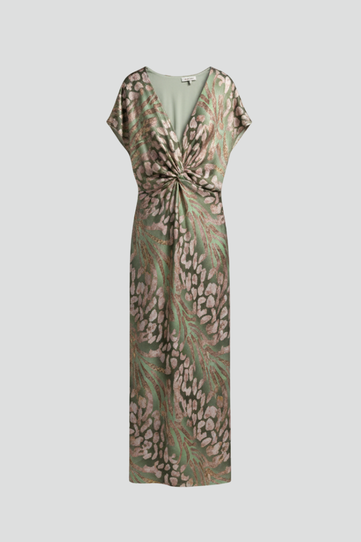 Vestido maxi de mujer con escote en V y detalle anudado