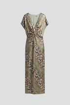 Vestido maxi de mujer con escote en V y detalle anudado