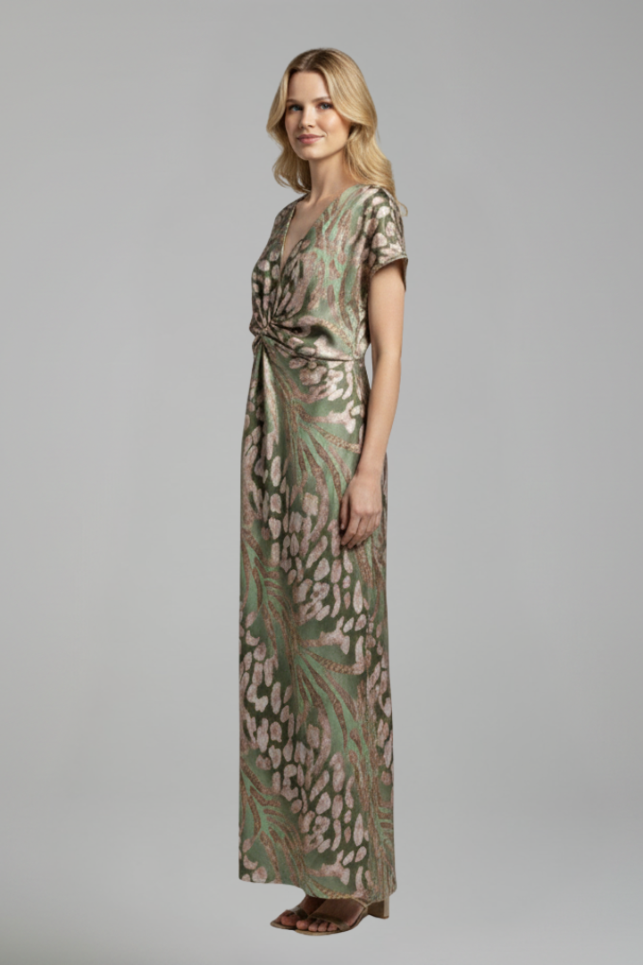 Vestido maxi de mujer con escote en V y detalle anudado