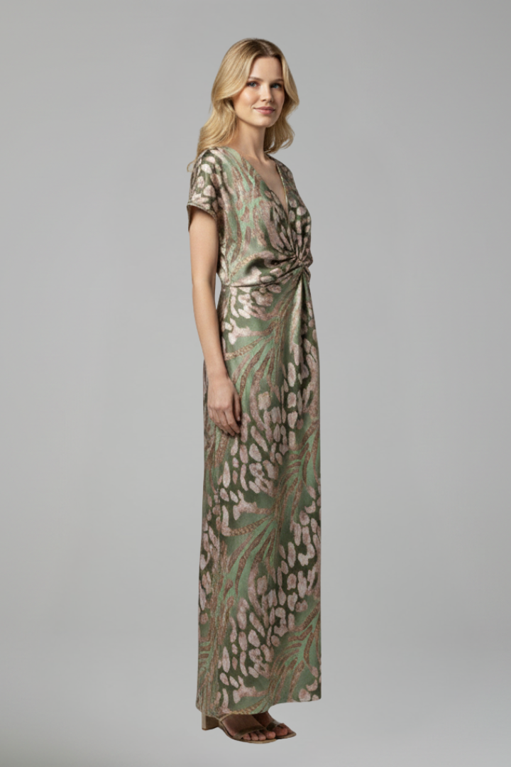 Vestido maxi de mujer con escote en V y detalle anudado