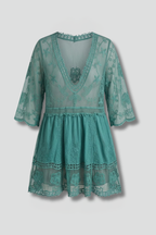 Vestito donna con scollo a V e superficie in pizzo