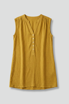 Vestido de mujer con escote en V y tira de botones