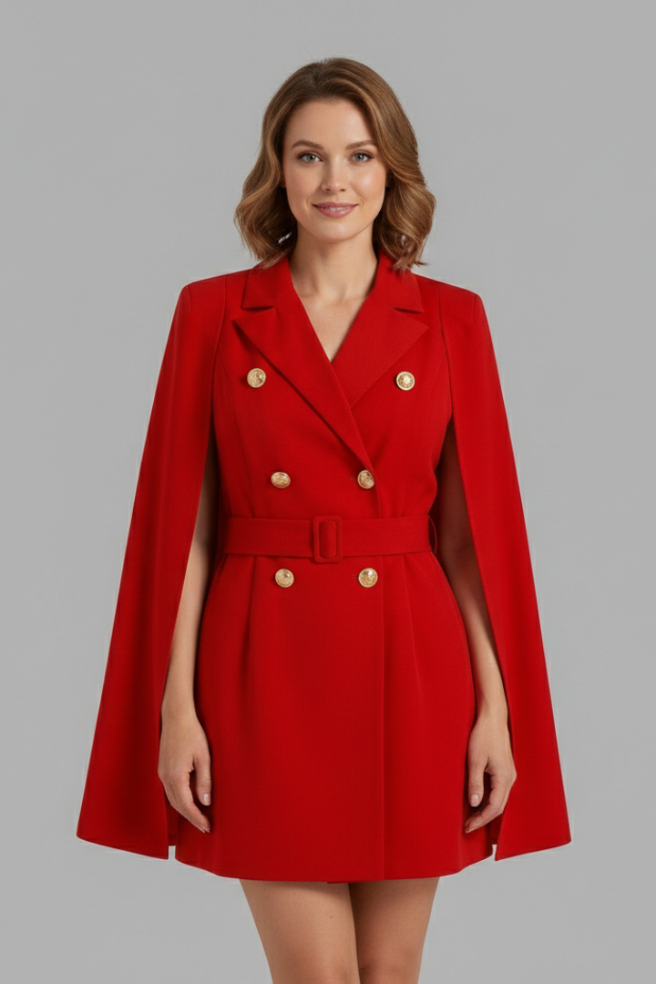 Vestito blazer donna con bottoni doppiopetto e cintura