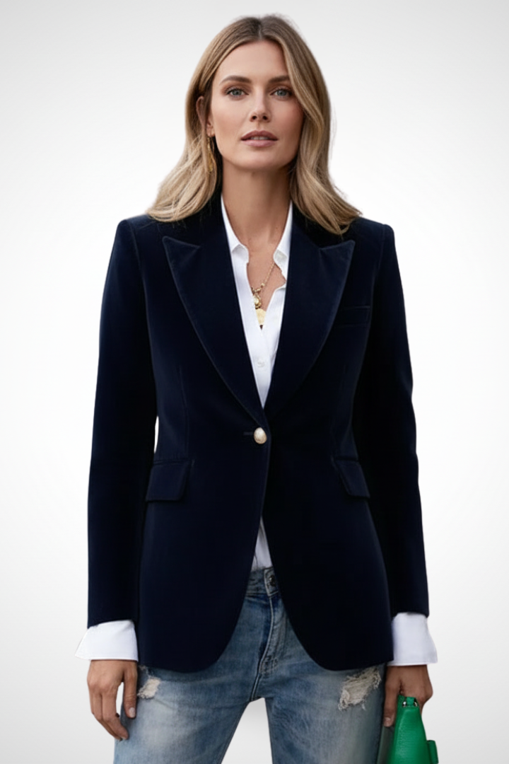 Blazer til damer med klassisk revers og taljeret snit