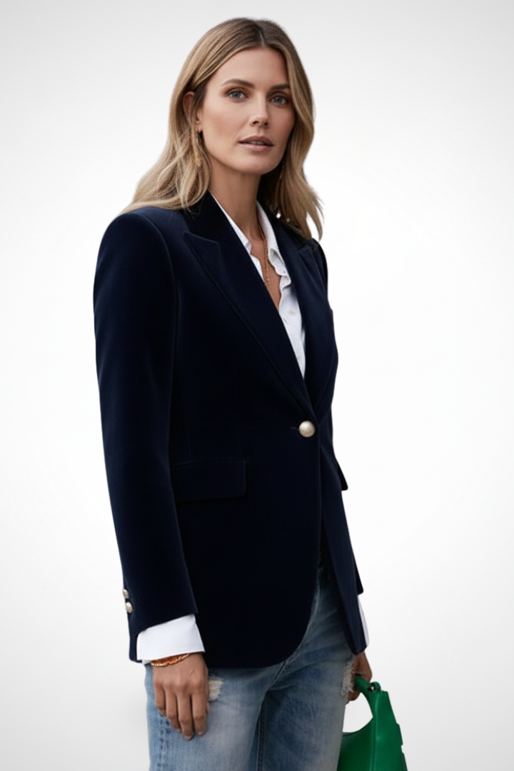 Blazer til damer med klassisk revers og taljeret snit