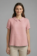 Blusa de mujer con cuello de solapa y manga corta