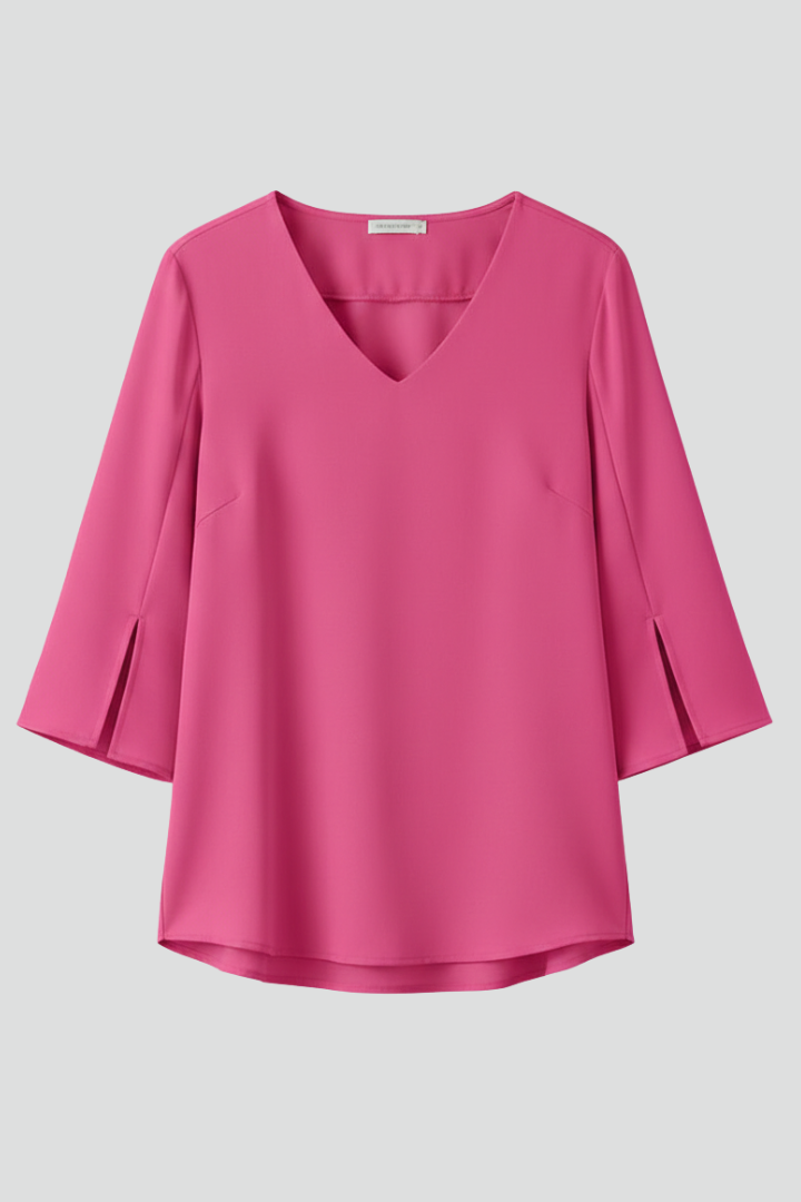 Blouse femme col V manches courtes