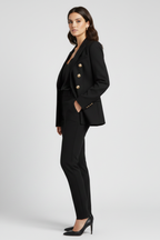 Blazer doppiopetto donna con bottoni dorati e revers