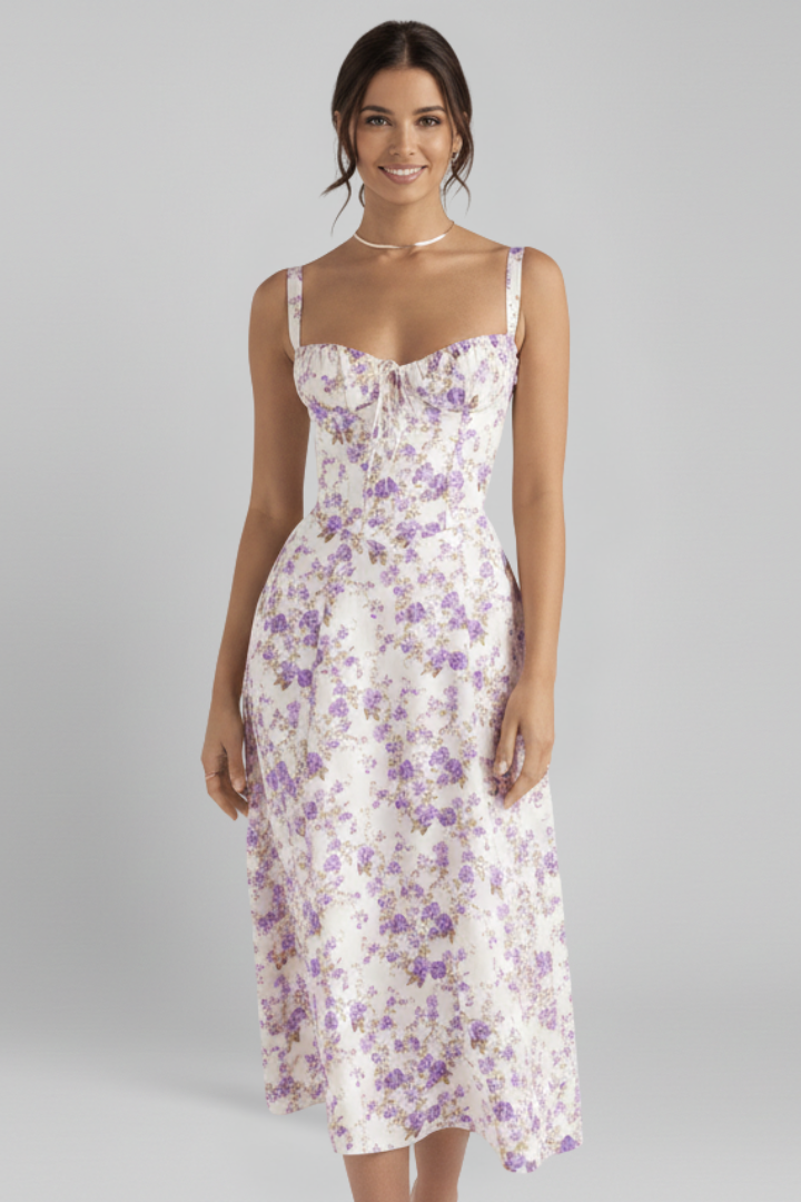 Robe femme à corset et bas à volants