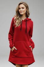 Robe femme à capuche et poche kangourou