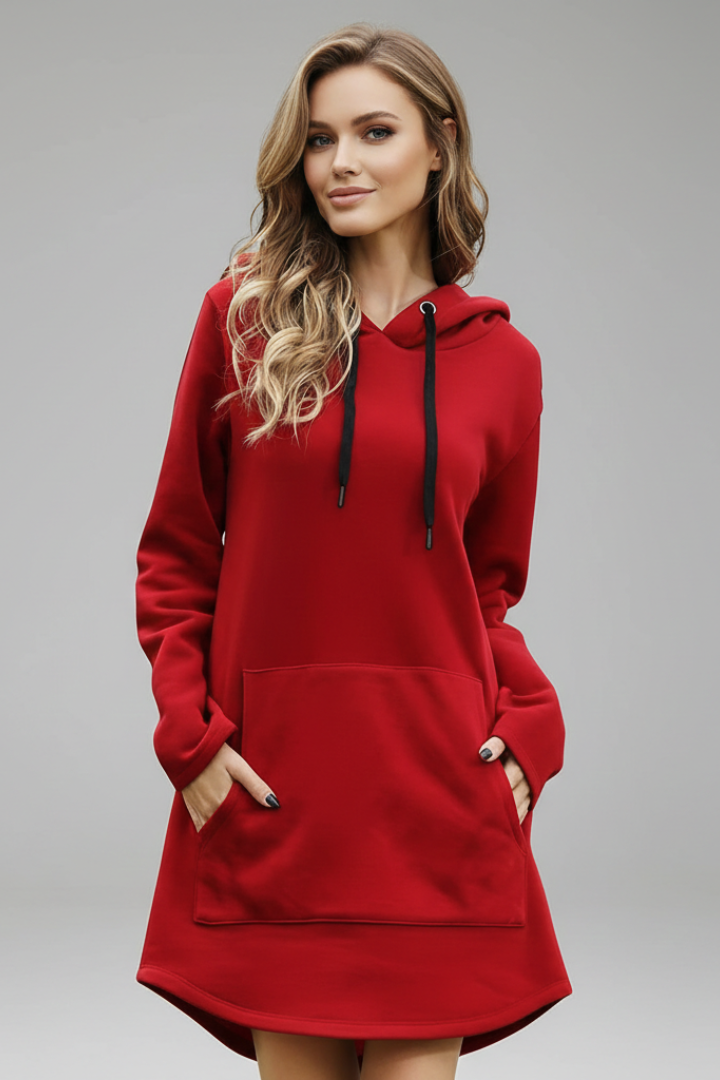 Robe femme à capuche et poche kangourou