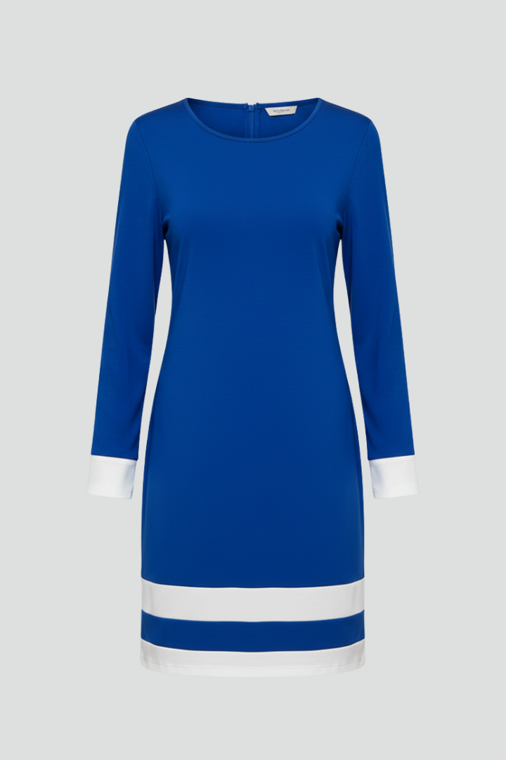 Vestito donna con scollo rotondo e finiture a contrasto