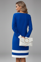 Vestito donna con scollo rotondo e finiture a contrasto