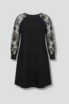 Vestido de mujer con escote redondo y mangas de encaje