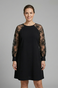 Vestido de mujer con escote redondo y mangas de encaje