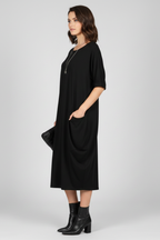 Vestito donna con scollo rotondo e maniche corte