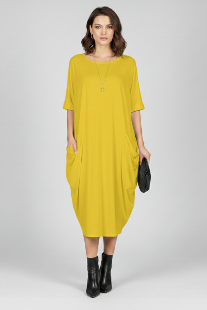 Vestito donna con scollo rotondo e maniche corte