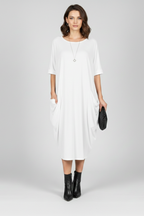 Vestito donna con scollo rotondo e maniche corte