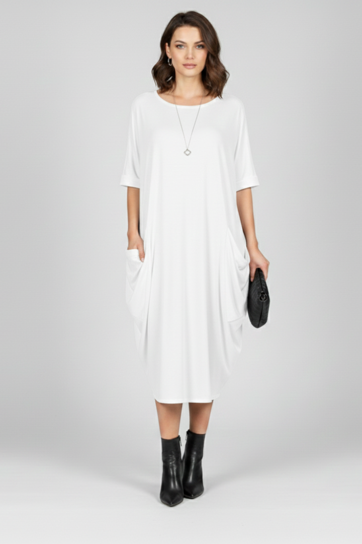 Vestito donna con scollo rotondo e maniche corte
