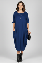 Vestito donna con scollo rotondo e maniche corte