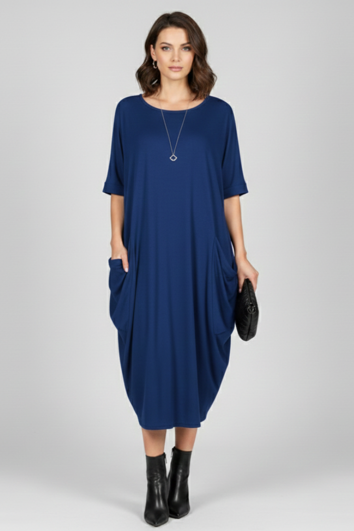 Vestito donna con scollo rotondo e maniche corte