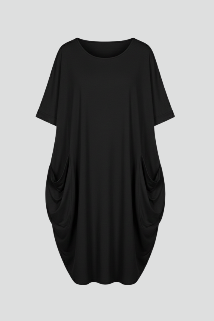 Vestito donna con scollo rotondo e maniche corte