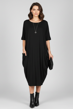 Vestito donna con scollo rotondo e maniche corte