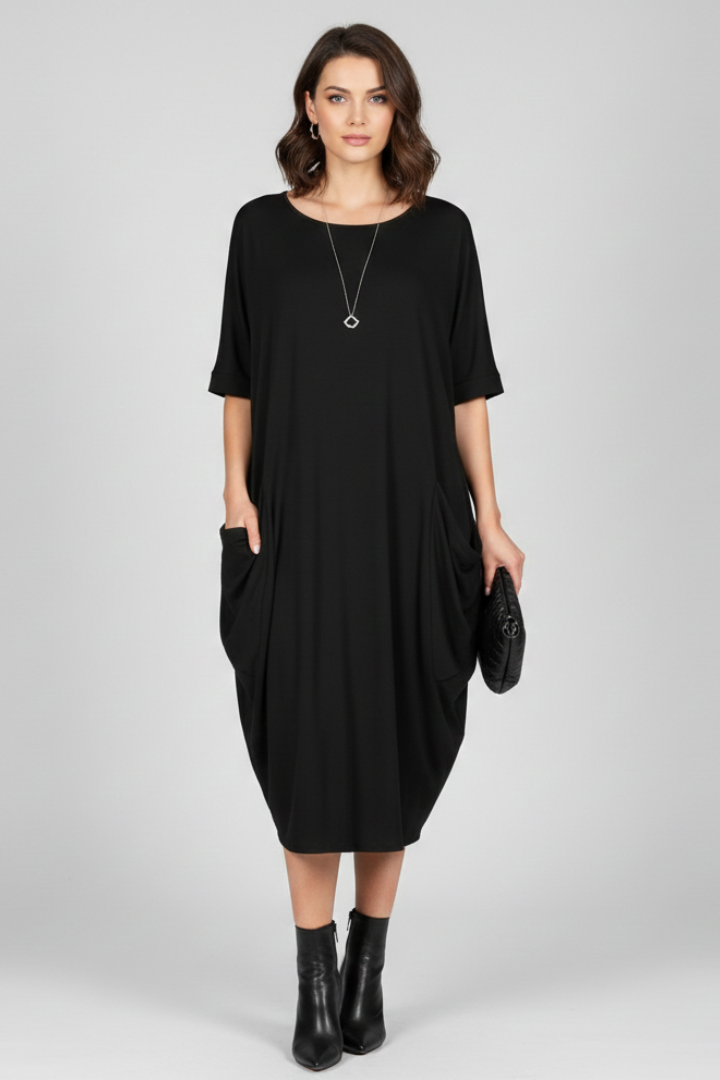 Vestito donna con scollo rotondo e maniche corte
