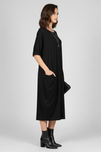 Vestito donna con scollo rotondo e maniche corte