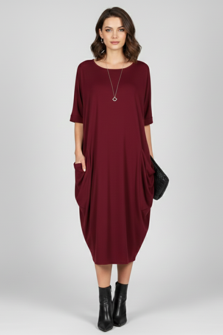 Vestito donna con scollo rotondo e maniche corte