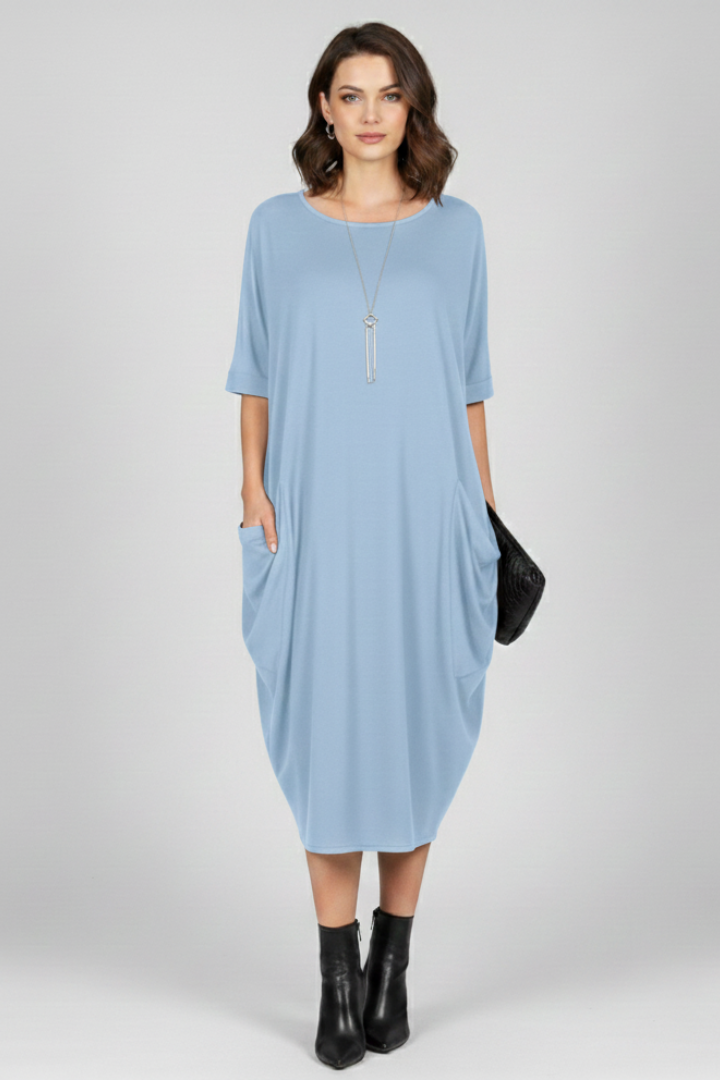 Vestito donna con scollo rotondo e maniche corte