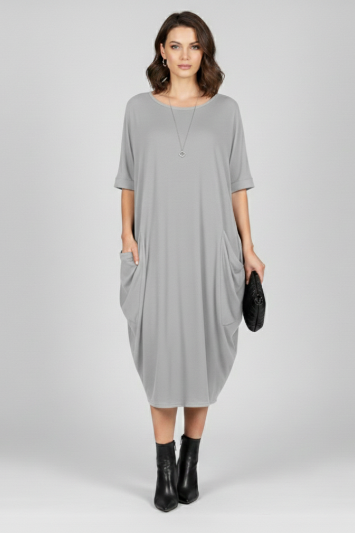 Vestito donna con scollo rotondo e maniche corte
