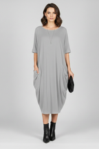 Vestito donna con scollo rotondo e maniche corte