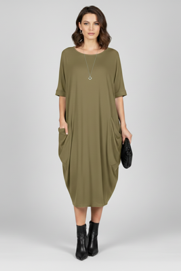 Vestito donna con scollo rotondo e maniche corte