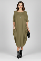 Vestito donna con scollo rotondo e maniche corte