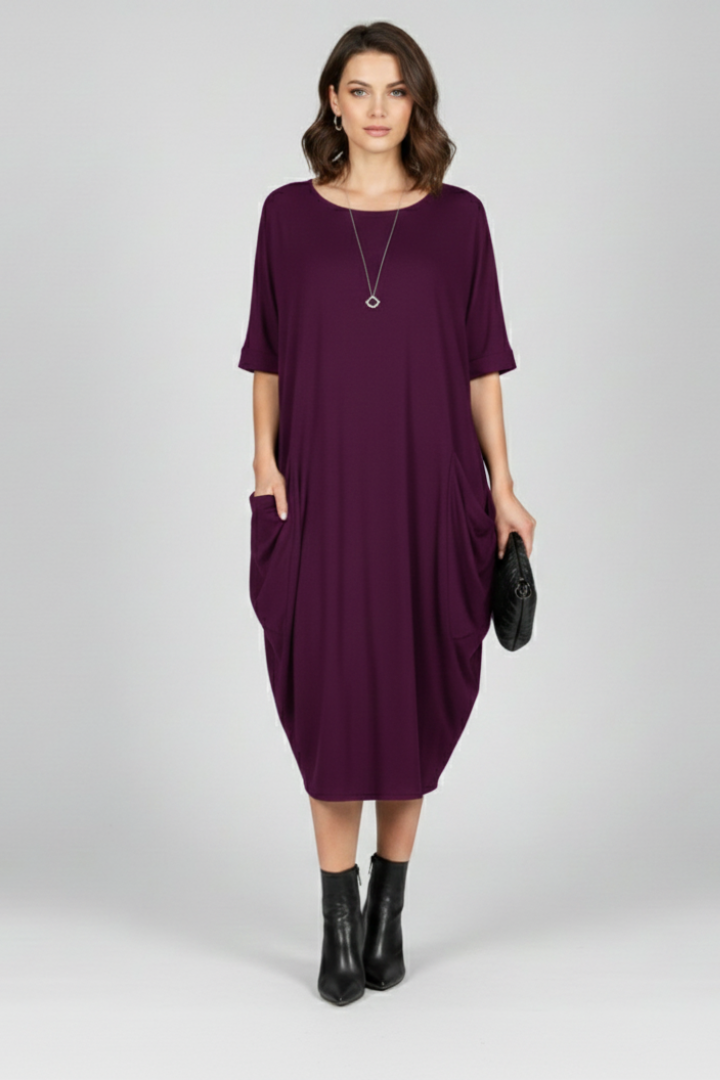 Vestito donna con scollo rotondo e maniche corte